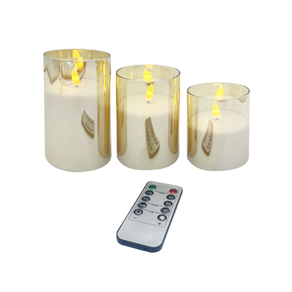 Golden Glicking nhấp nháy đèn LED Pillar Nến